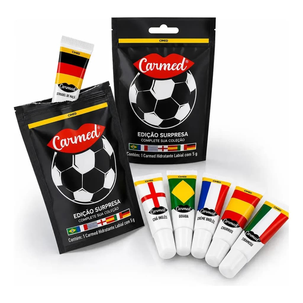 Kit 3 Carmed Seleção Copa Surpresa Hidratante Labial
