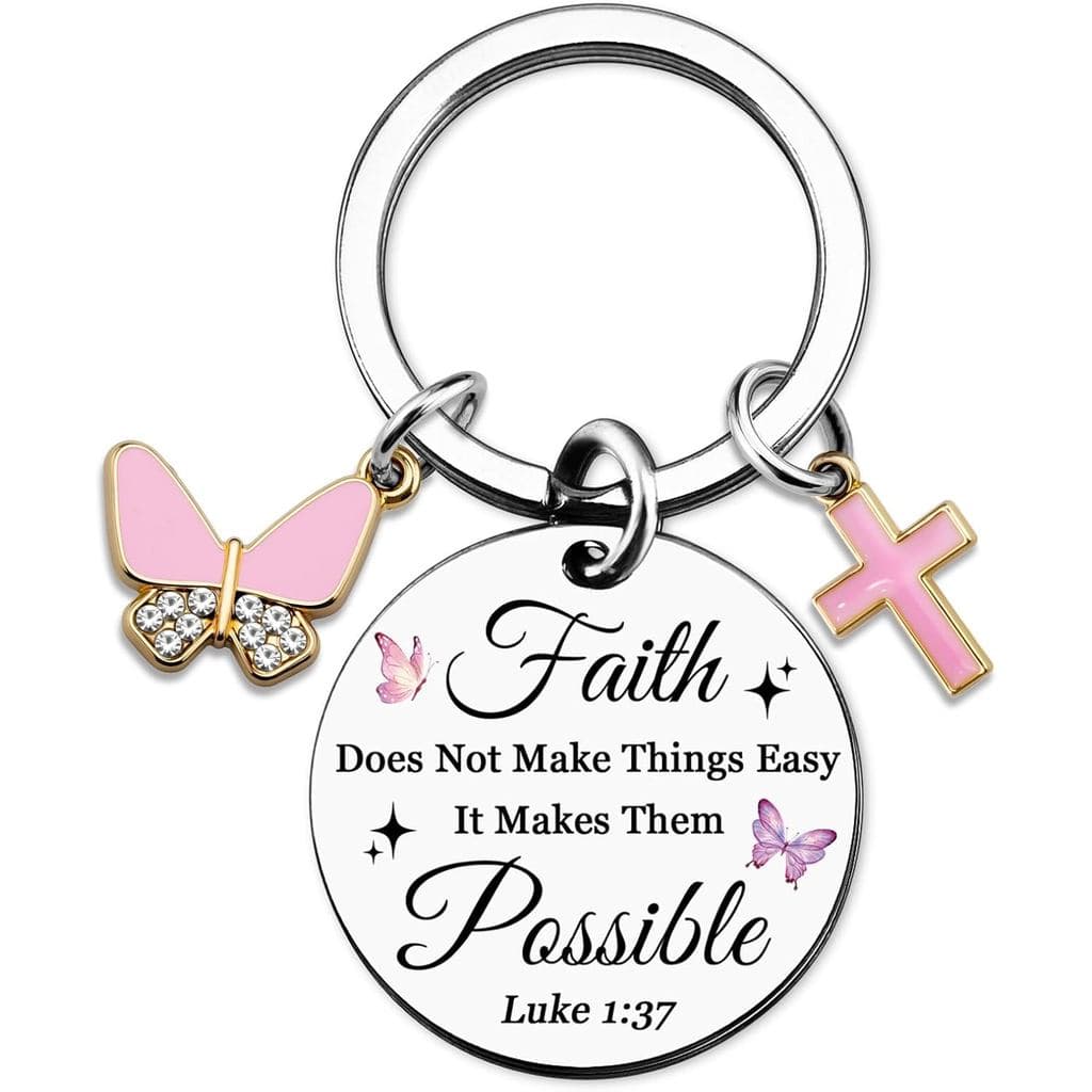 Chaveiro Cristão Faith para Mulheres, Borboleta, Cruz, Versículo Bíblico, Presentes Religiosos para Pastora, Mãe, Irmã,