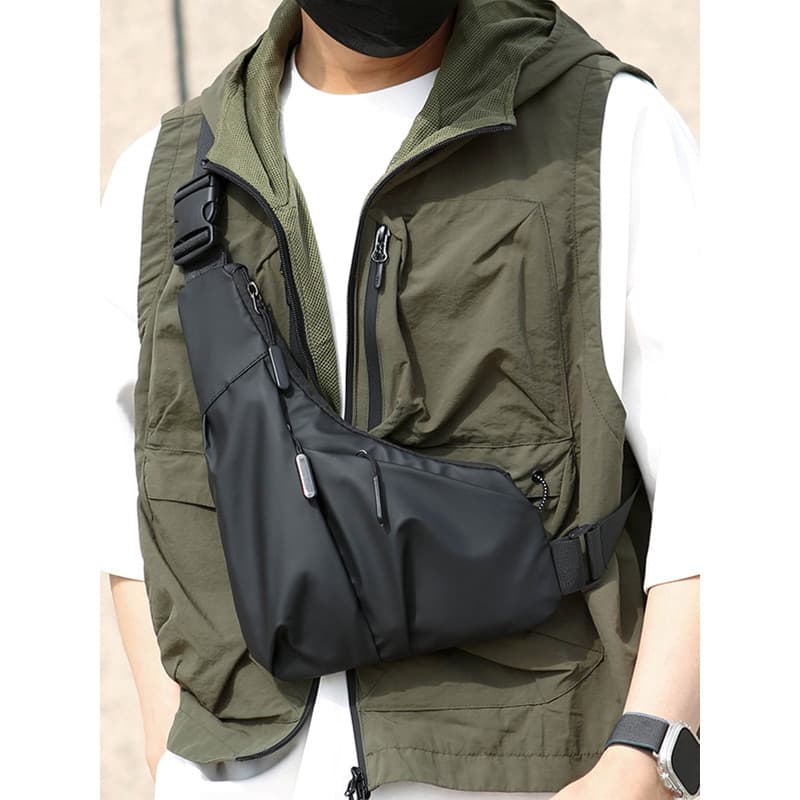 Bolsa mensageiro masculina meninos Street Wear bolsa de peito pequena multifuncional High-End sentido bolsa de ombro 202