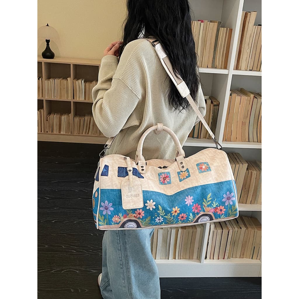 Japonês estilo coreano flor Graffiti saco de viagem feminino grande capacidade saco de ginásio bolsa masculina Casual vi