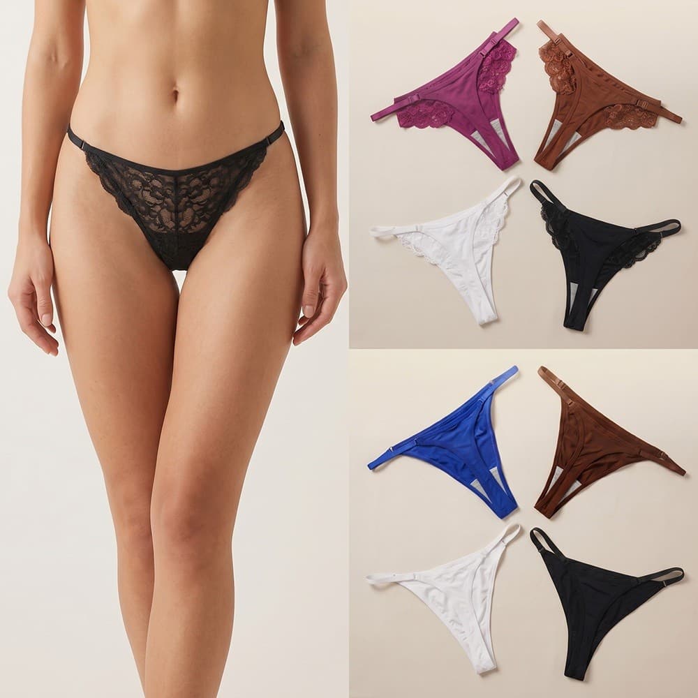 Kit 4 calcinhas tanga alças ajustáveis forro 100% algodão tecido com elasticidade 4 vias para grávidas