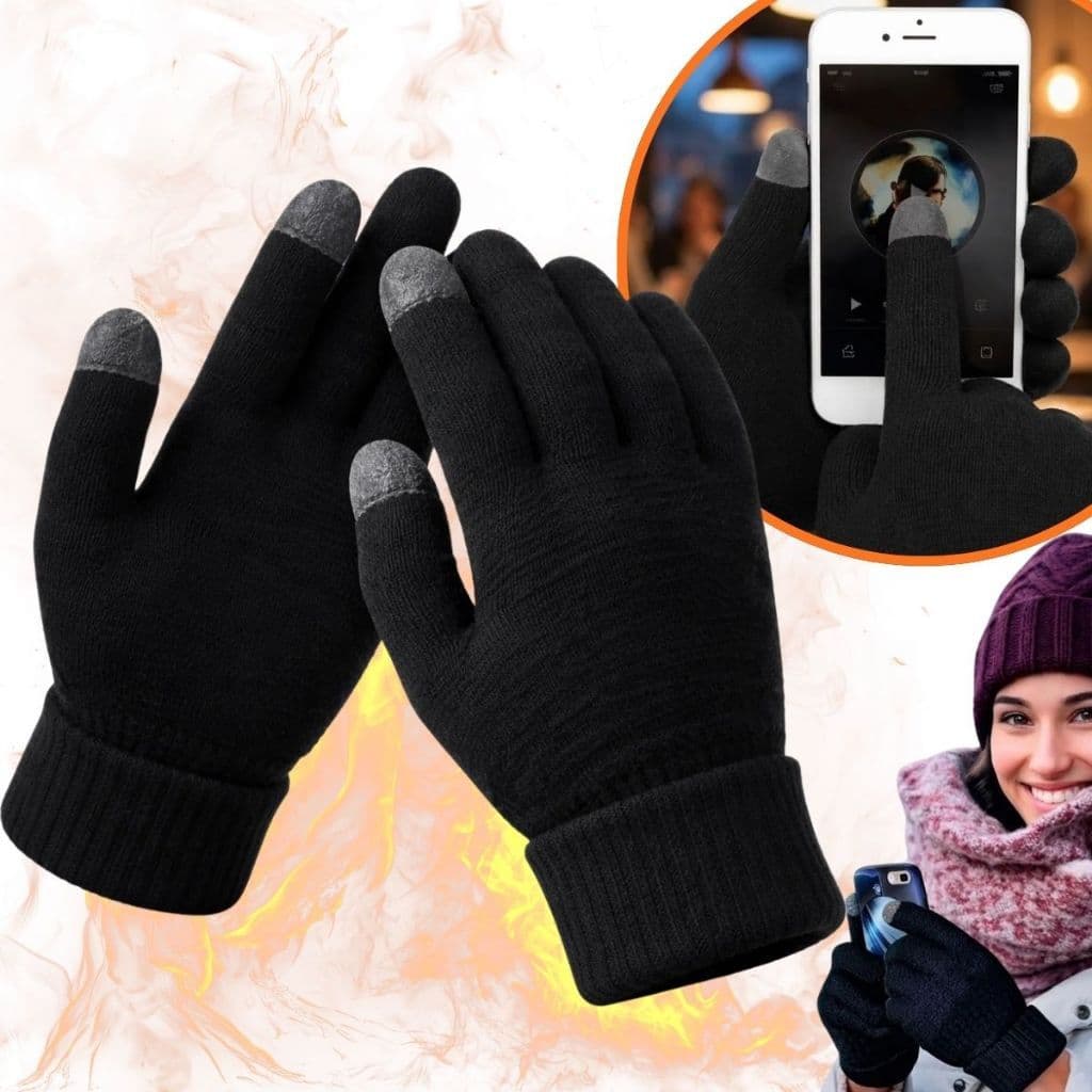 Luva De Frio Touch Para Celular Inverno Preta Masculina Feminina Peluciada de Lã