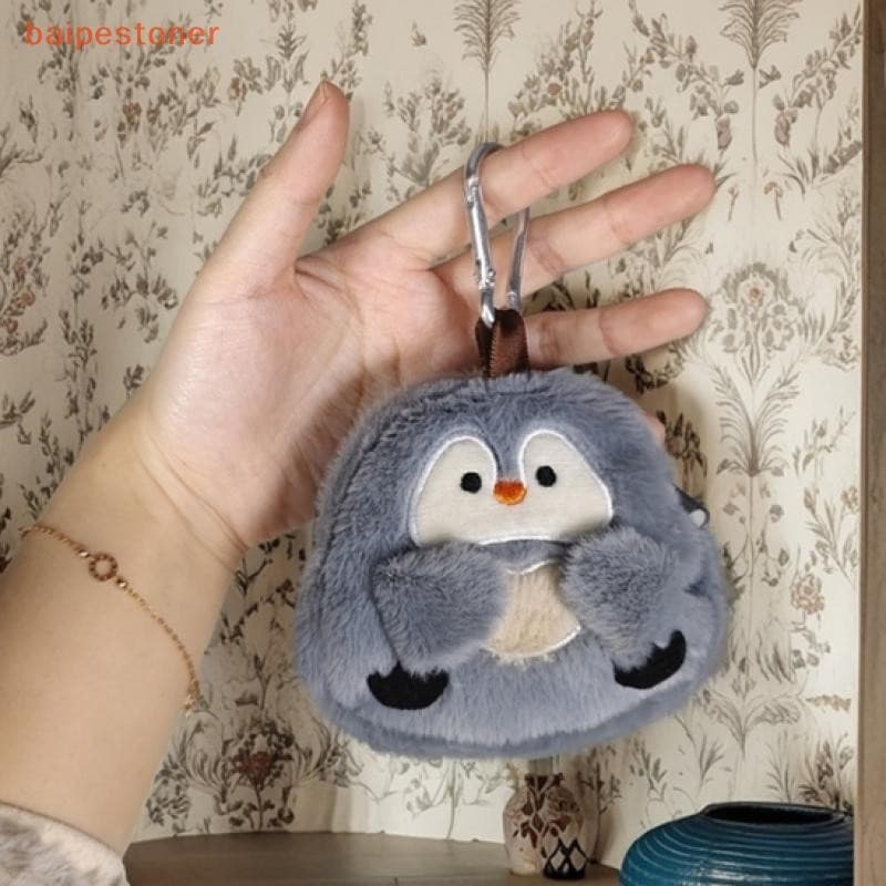 [baipestoner] Carteira De Pelúcia De 1 Peça Com Cordão Mini Bolsa De Moedas De Pinguim De Desenho Animado Zíper Pingente