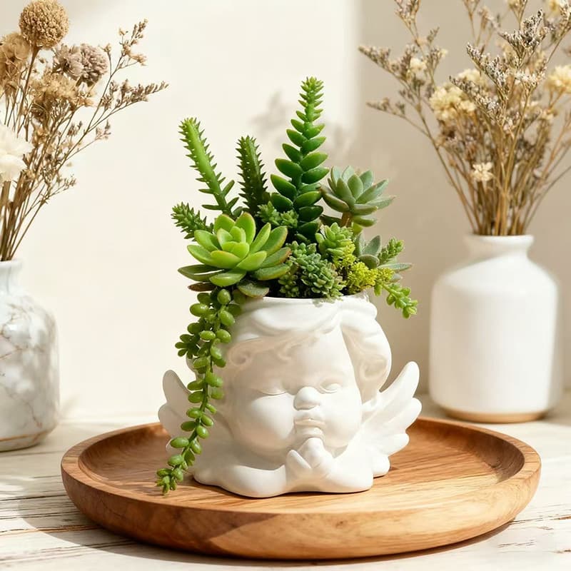 Criativo bonito pequeno anjo vaso de flores suculento pequeno vaso de plantas decoração Interior planta verde recipiente