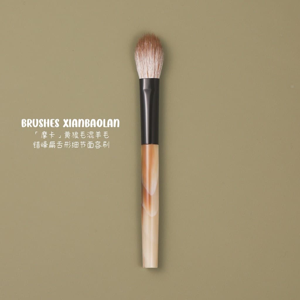 Mocha amarelo lobo lã misturada pico errado forma de língua plana detalhe rosto escova corretivo Blush contorno escova m