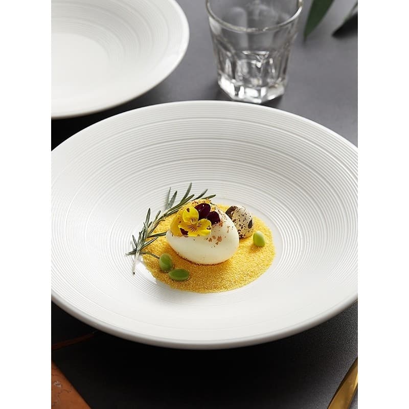 Tigela de sopa grossa japonesa criativa branca 30cm salada doméstica trompete prato chapéu ocidental utensílios de mesa