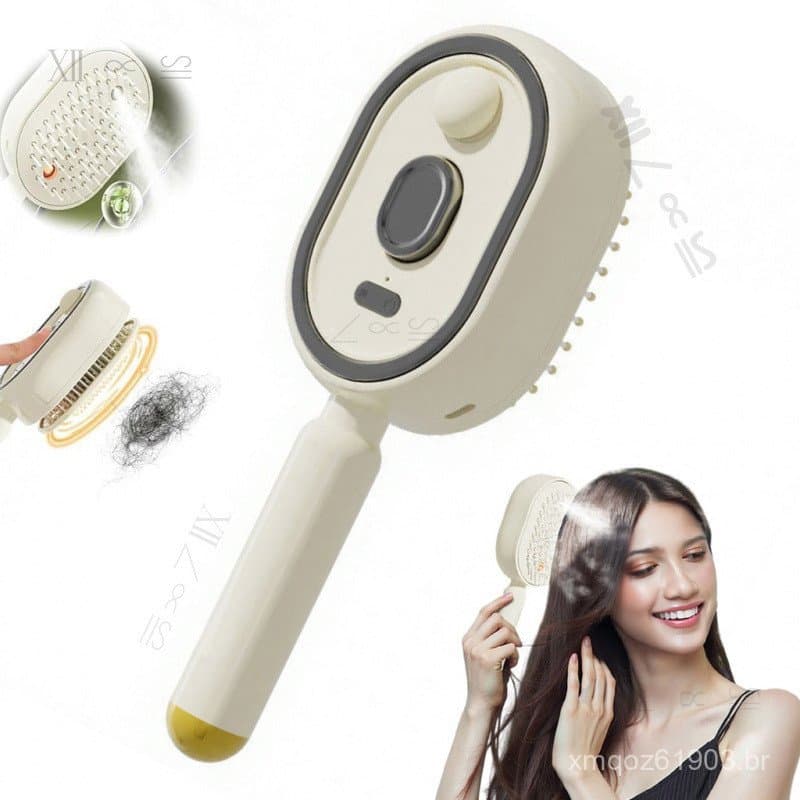 Escova de Cabelo a Vapor Elétrica Wismar com Água, Reduz o Frizz, Antiestática, Portátil, Sem Fio, para Viagem, Desembar