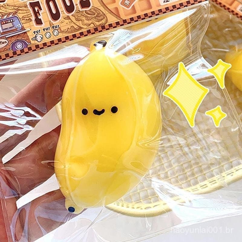 RoadGold Bonito Shy Chubby Banana TPR Brinquedo De Recuperação Lenta Simulado Escritórios De Frutas Pitada Música Fidget