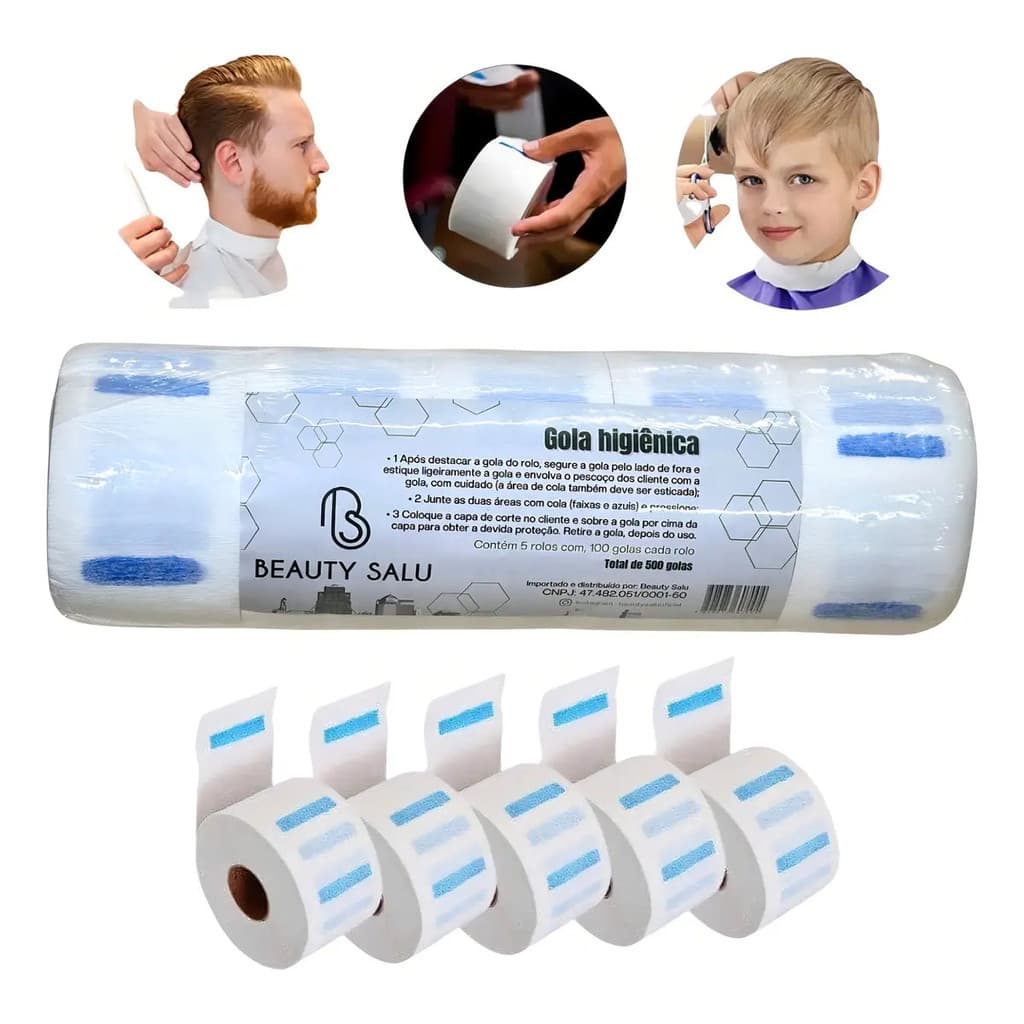 Gola Higiênica Descartável Pescoço Barbearia 500 Unidades