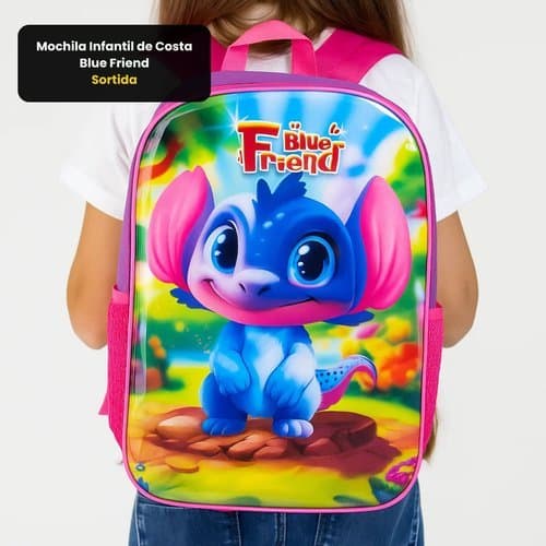 Mochila Escolar Infantil Colorida Resistente Cartoon Confortavel Blue Friend SORTIDO