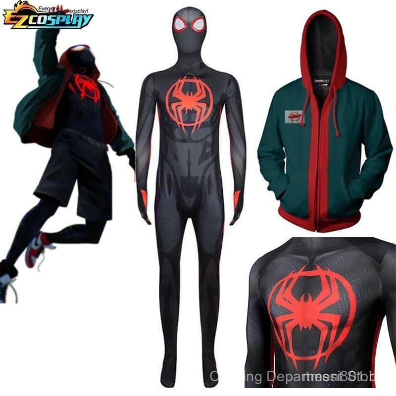 Fantasia de Cosplay do Homem-Aranha: Através do Aranhaverso - Macacão de Super-Herói do Miles Morales para Halloween e C