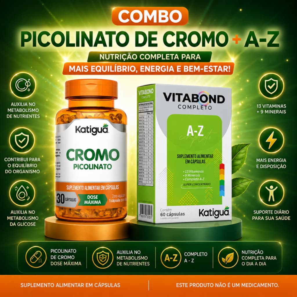 Kit Picolinato de Cromo + Vitamina de A a Z Combo Equilíbrio e Vitalidade Diária