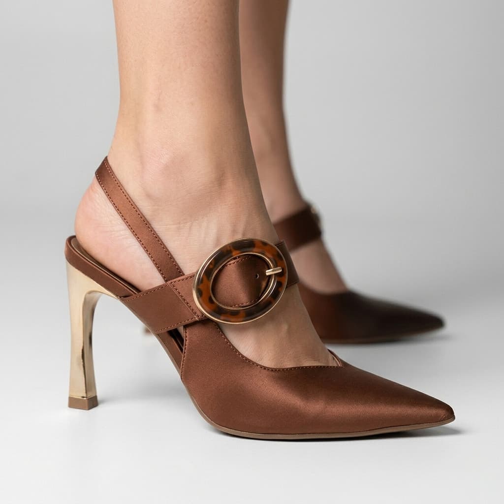 Scarpin Slingback Bebecê Marrom