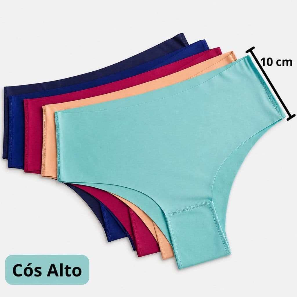 Kit até 10 Calcinhas CÓS ALTO Sem Costura Corte A Laser Academia - Cos Poliamida