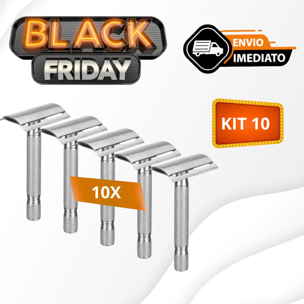 Kit 10 Aparelho de barbear Articulado Clássico Retrô + 5 lâminas Barbeador Gilete