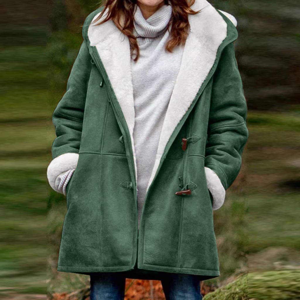 Jaqueta superior com capuz de lã europeu americano inverno novo estilo feminino Casual velo velo com capuz jaqueta super