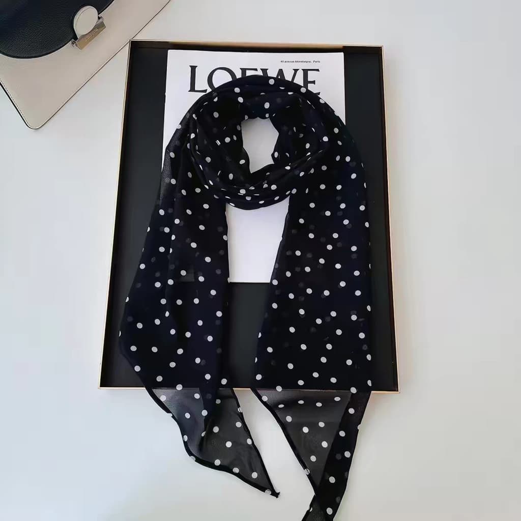 2026 novo estilo verão estilo coreano bolinhas lenço de seda pescoço cinta Streamer cachecol cinto feminino longo lenço
