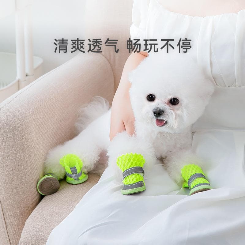 Sapatos para cães de pelúcia cães pequenos anti-queda verão sapatos de sola macia Pet Bichon verão passeio andando cães