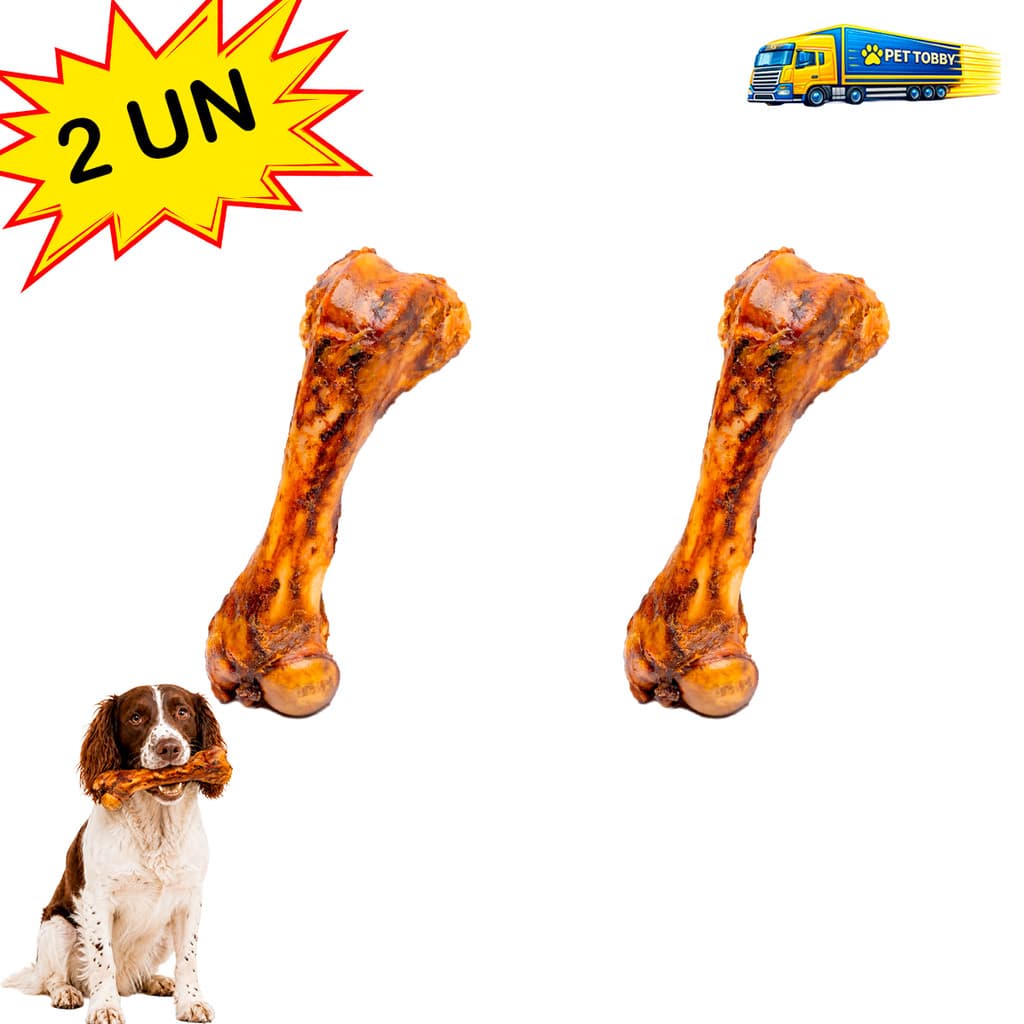 Kit Mordedor Natural Para Cães Osso Fêmur Bovino Petisco Cachorro 2un