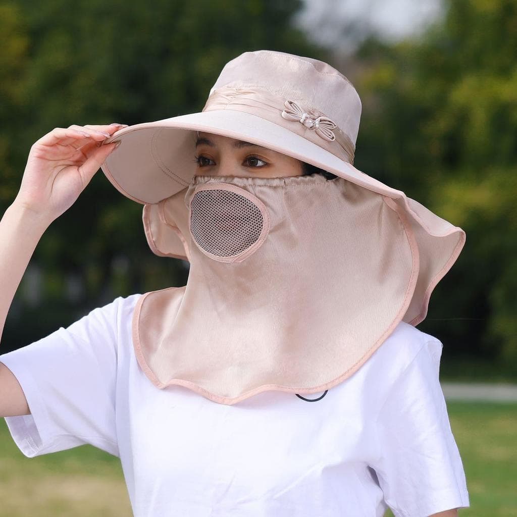 Chapéu de sol de aba grande feminino verão protetor solar capa rosto escolhendo chapéu de chá respirável estilo fino cha