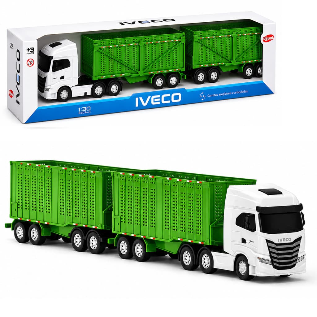 Caminhão Canavieiro Iveco S-Way Brinquedo Rodotrem Articulado 74cm Grande Infantil