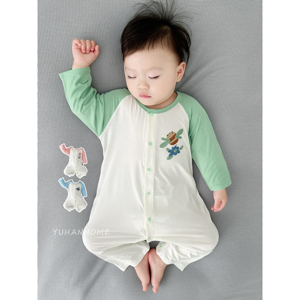 Bebê roupas de bebê manga longa fina seda gelo Modal desossado ar condicionado macacão pijamas do bebê macacão primavera