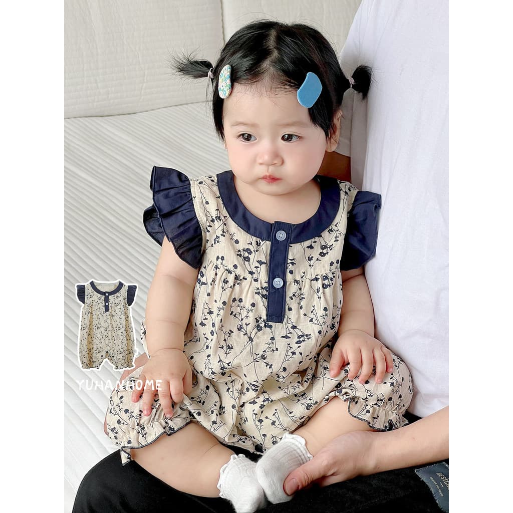 Bebê menina roupas de verão fino algodão linho estilo ocidental estilo coreano Floral macacão respirável exterior Wear r