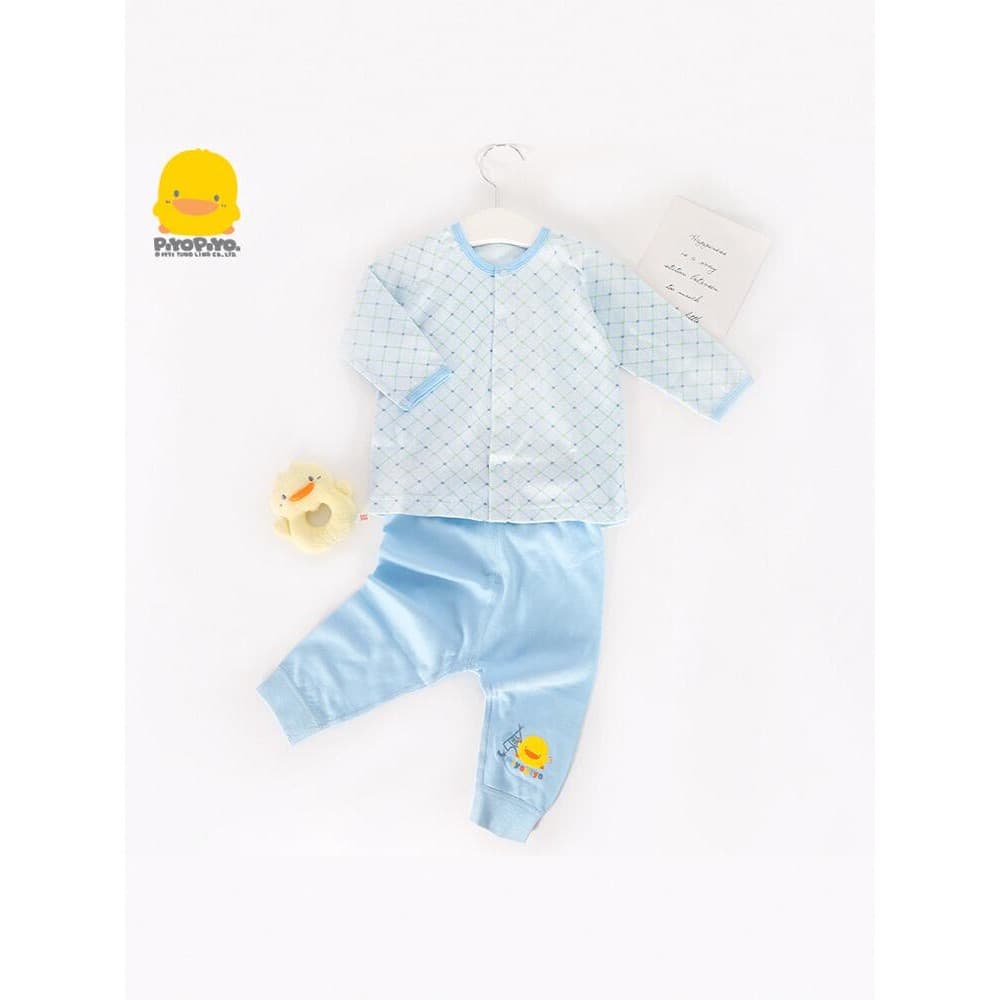 Patinho amarelo genuíno dividido fino roupas de bebê calças de manga comprida terno puro algodão roupa interior do bebê