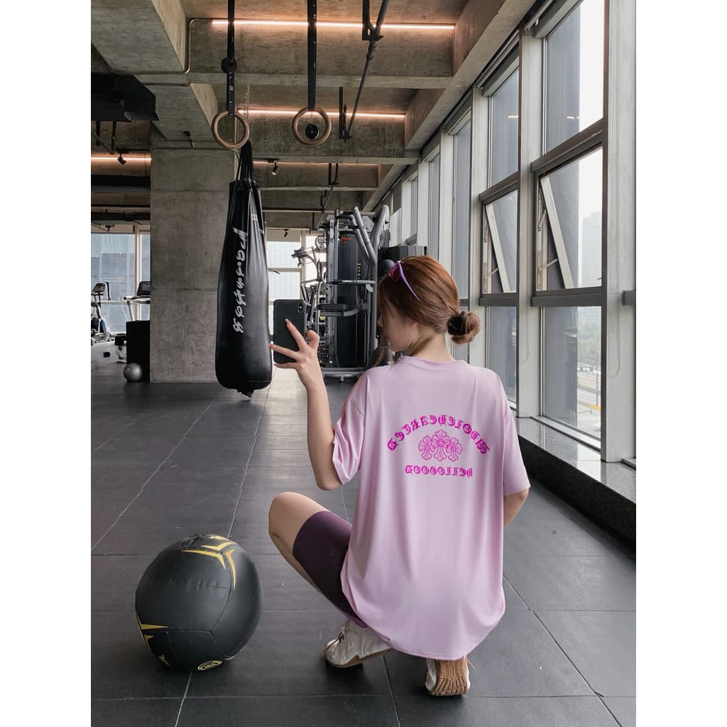 Voltar carta esportes camiseta feminina mais magro olhar solto tamanho grande gordura mm roupas de Yoga de secagem rápid