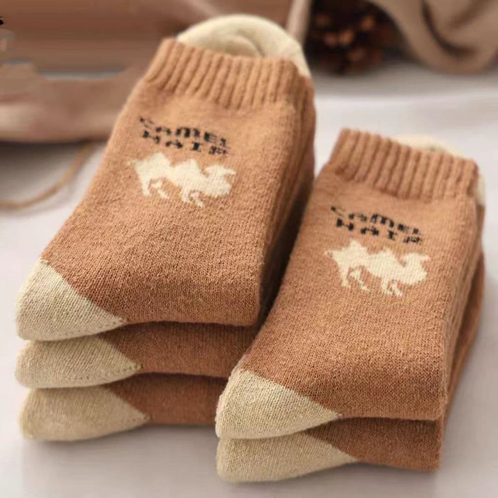 3/6 pares meias de lã de camelo das mulheres dos homens engrossados meias de lã de inverno meias quentes idosos de