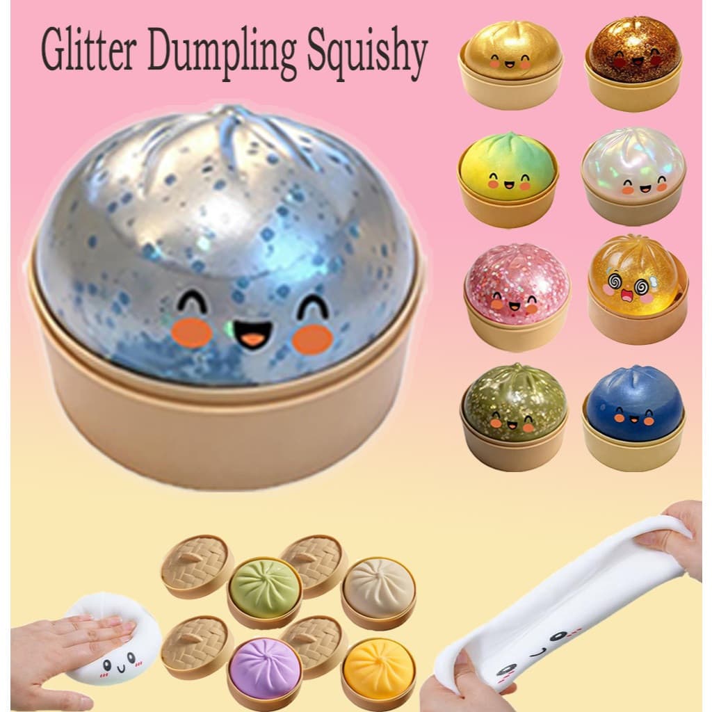 squishy Glitter dumpling : Um Raro , Fofo E Brilhante Em Forma De Bolinho Rosa . Embalado Uma Caixa Misteriosa Seguro Du