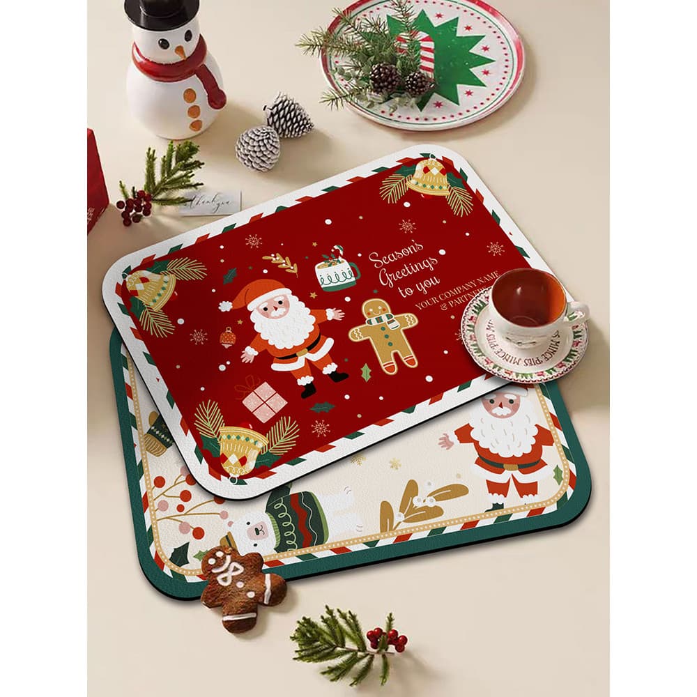 Placemat de couro natal boneco de neve tapete de mesa descartável à prova dwaterproof água isolamento térmico Anti-escal