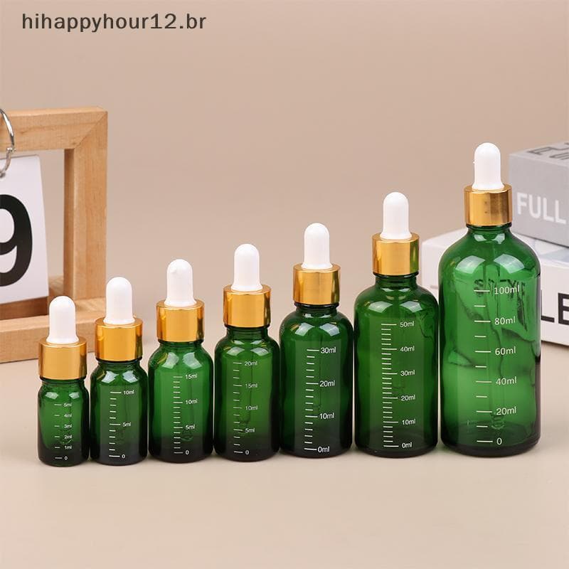 Frascos Conta-Gotas De Vidro Verde HIHAP 100ml Com Escala-Pacote De 60-100