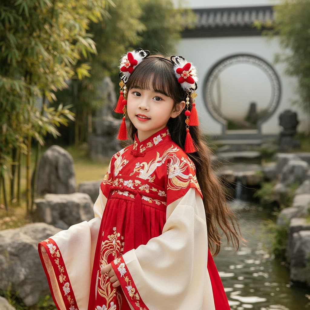 Ano novo estilo borla crianças bandana novo estilo chinês estilo Retro peruca trança bandana menina bonito Hairpin acess