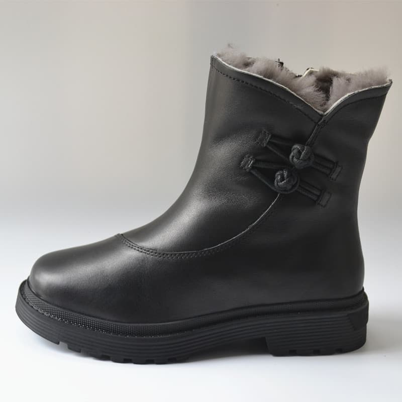 Mais fino olhar couro genuíno grandes sapatos de algodão feminino antiderrapante lã pura zíper botas de neve Retro liter