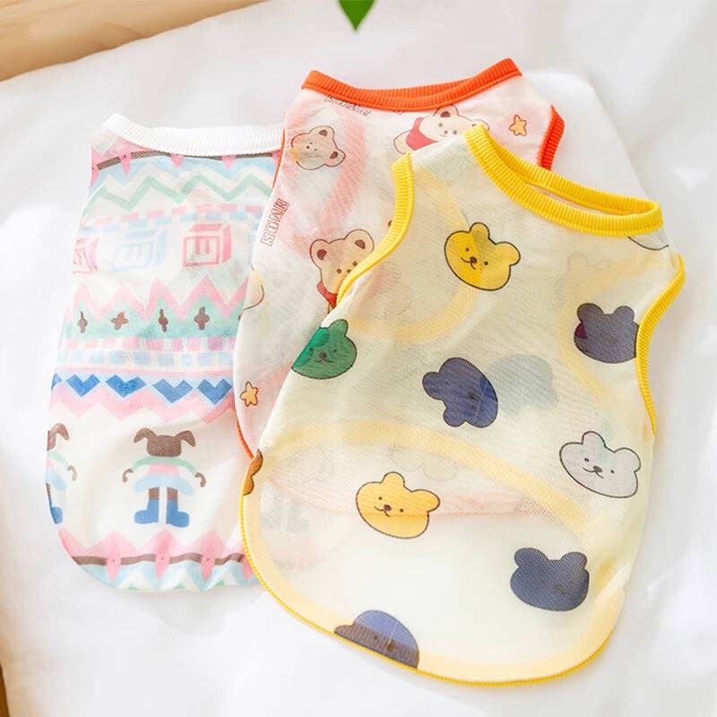 Cão verão roupas legais verão protetor solar urso impressão roupas de duas pernas fino confortável colete Schnauzer de a