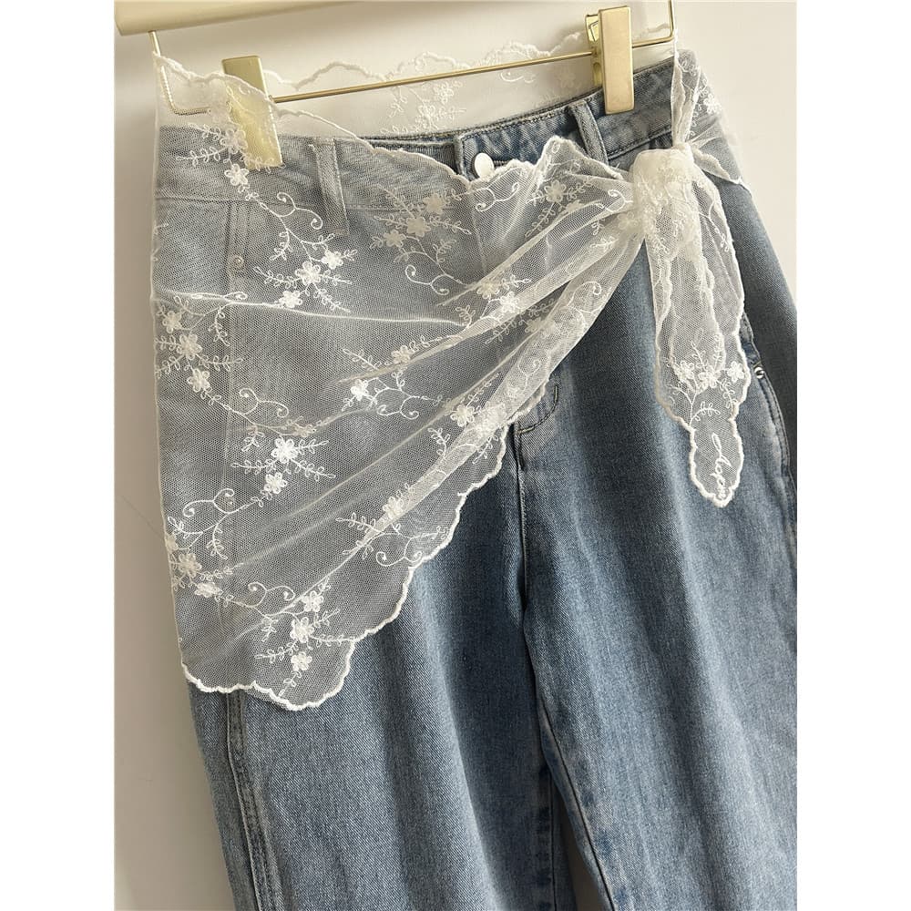 Cinto de renda feminino 2025 novo estilo lenço de seda de renda primavera verão estilo coreano cortina de peido cintura