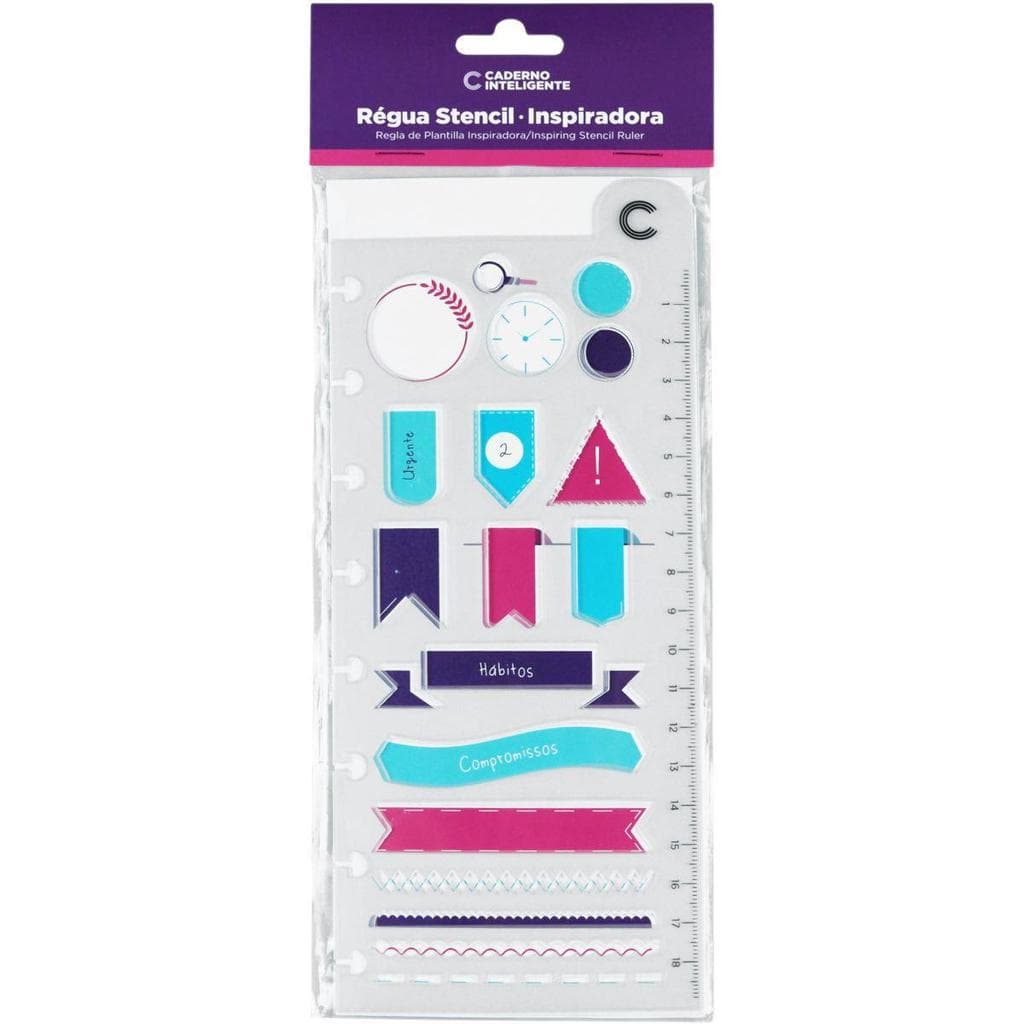 Caderno Inteligente Régua Stencil Inspiradora 93 mm x 190 mm - Caderno Inteligente