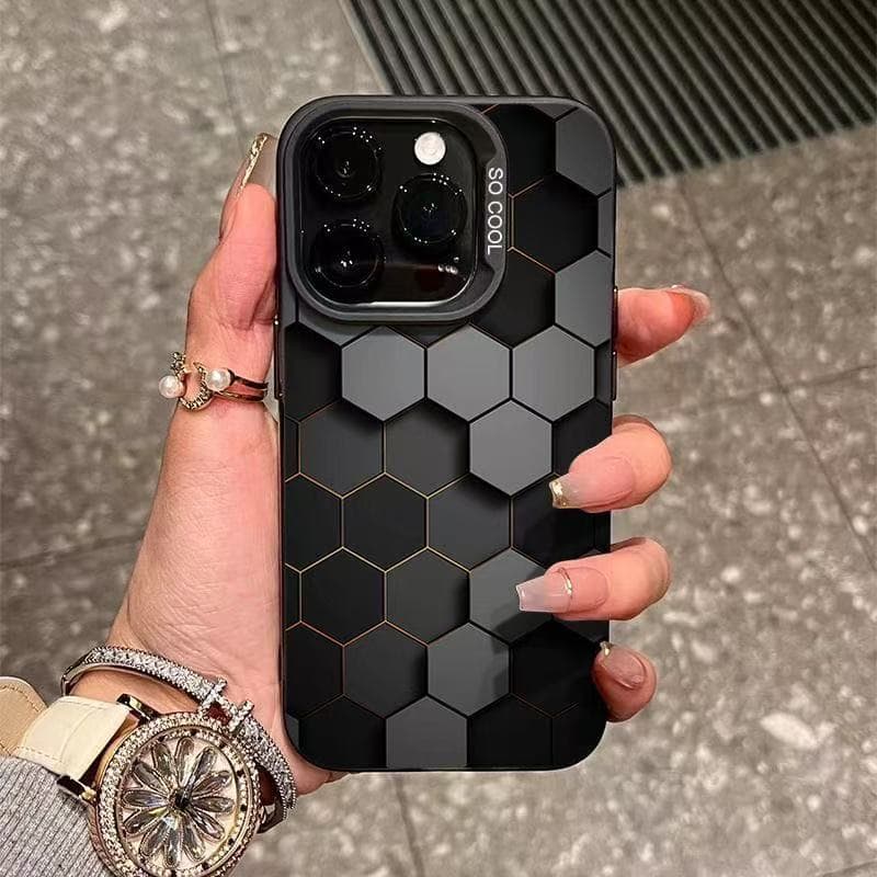 Favo de mel tridimensional adequado para Apple 17 caso de telefone iPhone16/15pro colorido prata caso 13 único 12 casos
