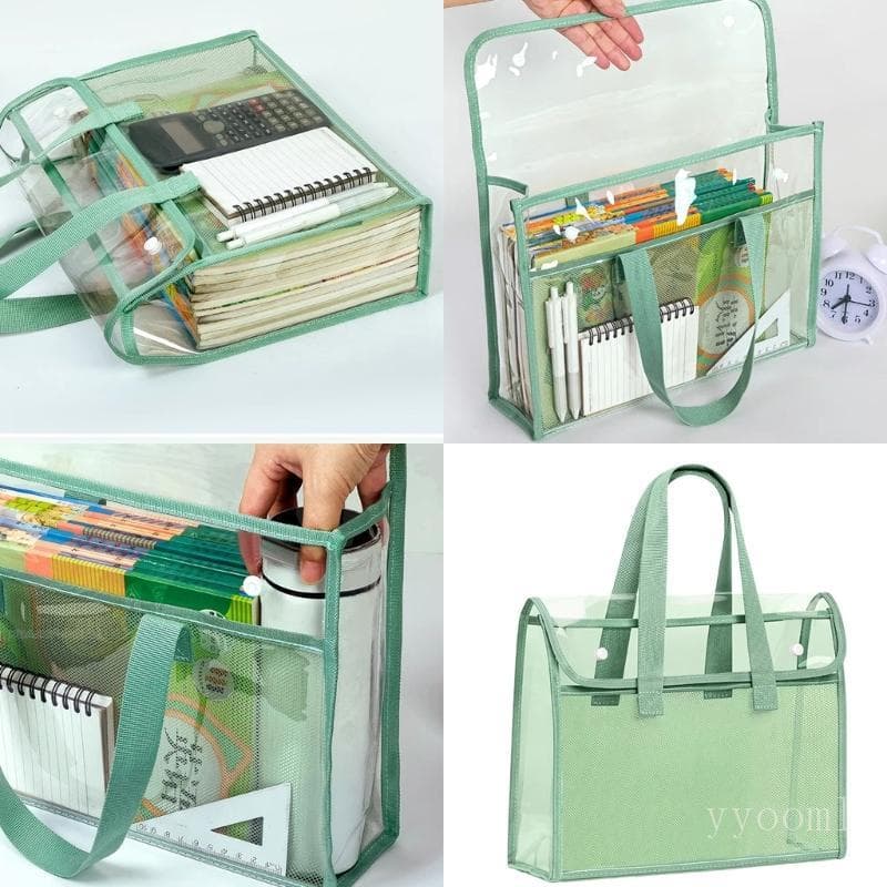 yyooml Bolsa Transporte Arquivo PVC Transparente Organizador Documentos Camada Dupla Livro Portátil Gr