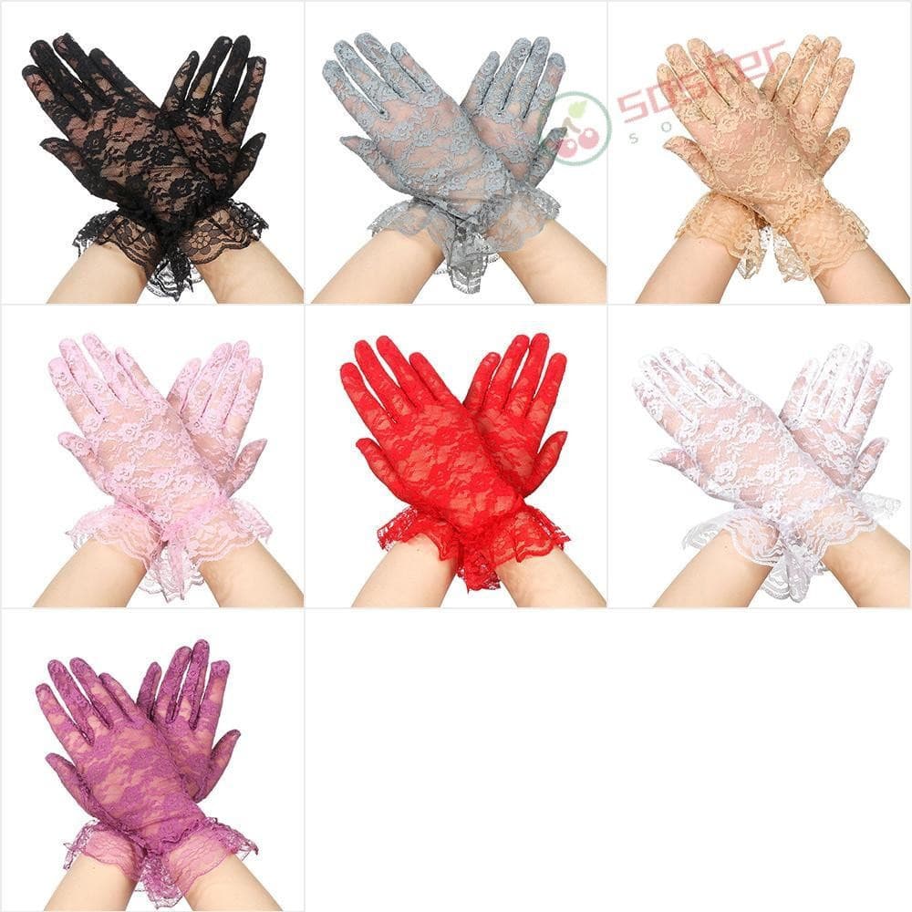 Luvas De Renda SOSFER Verão Proteção UV Casamento Rosa Flor Padrão