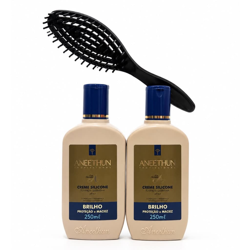 Kit 2 Creme de Silicone Brilho Aneethun Linha A 250ml + Brinde