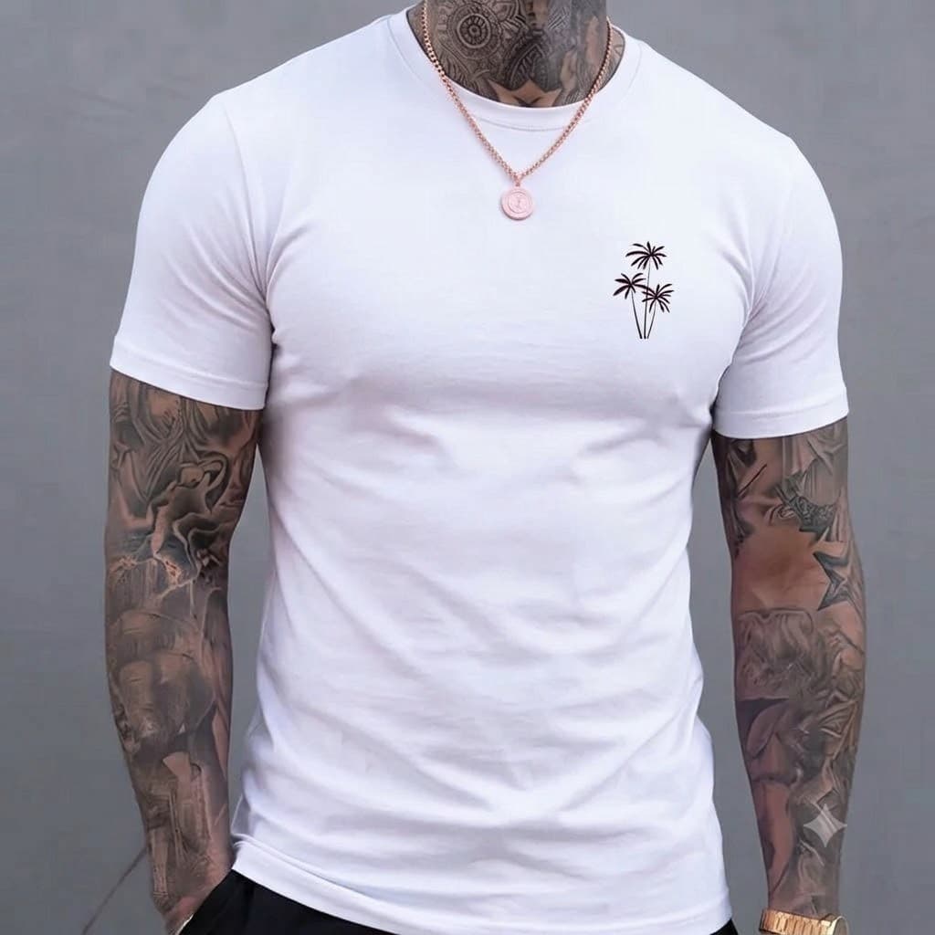 Camiseta Masculina Estampada Coqueiro De Praia Camisa 100% algodão