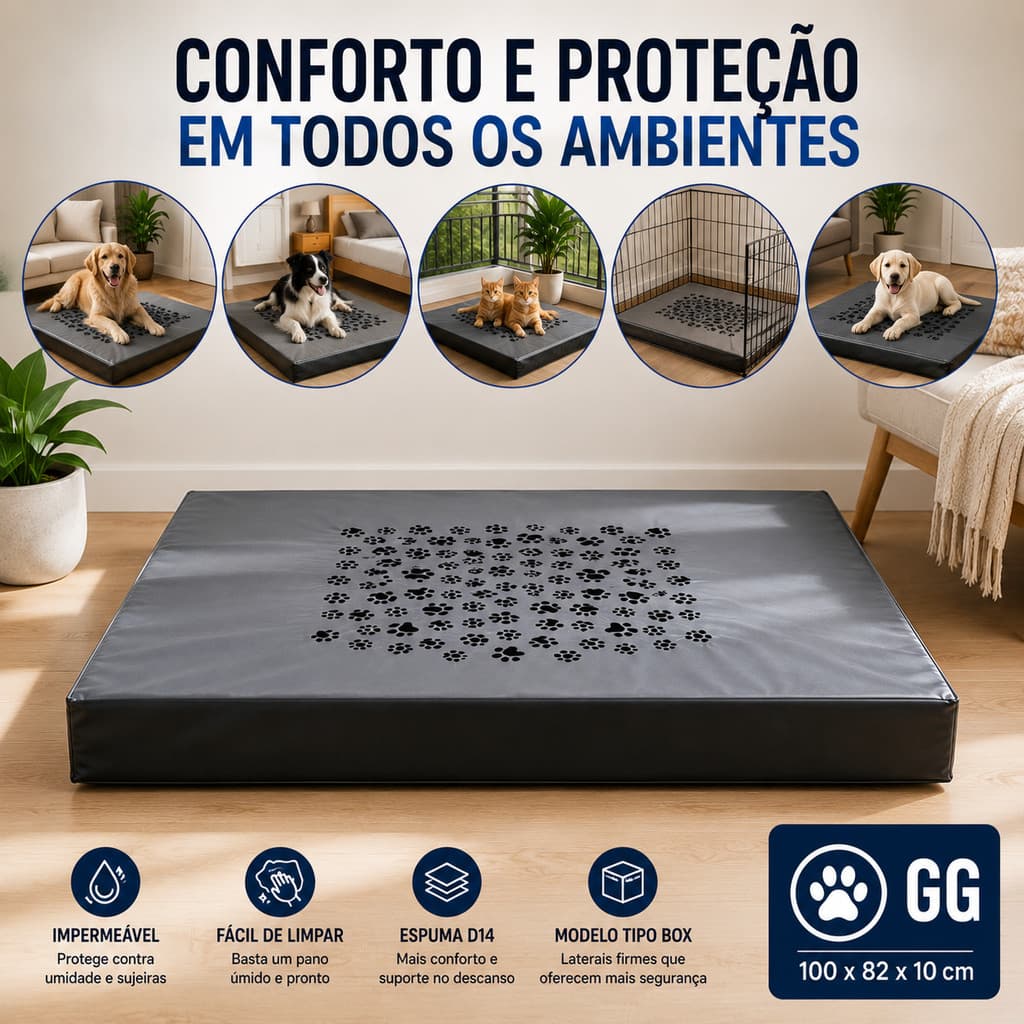 Cama Pet Cachorro Grande GG Impermeável PVC Lavável Resistente Grande Porte
