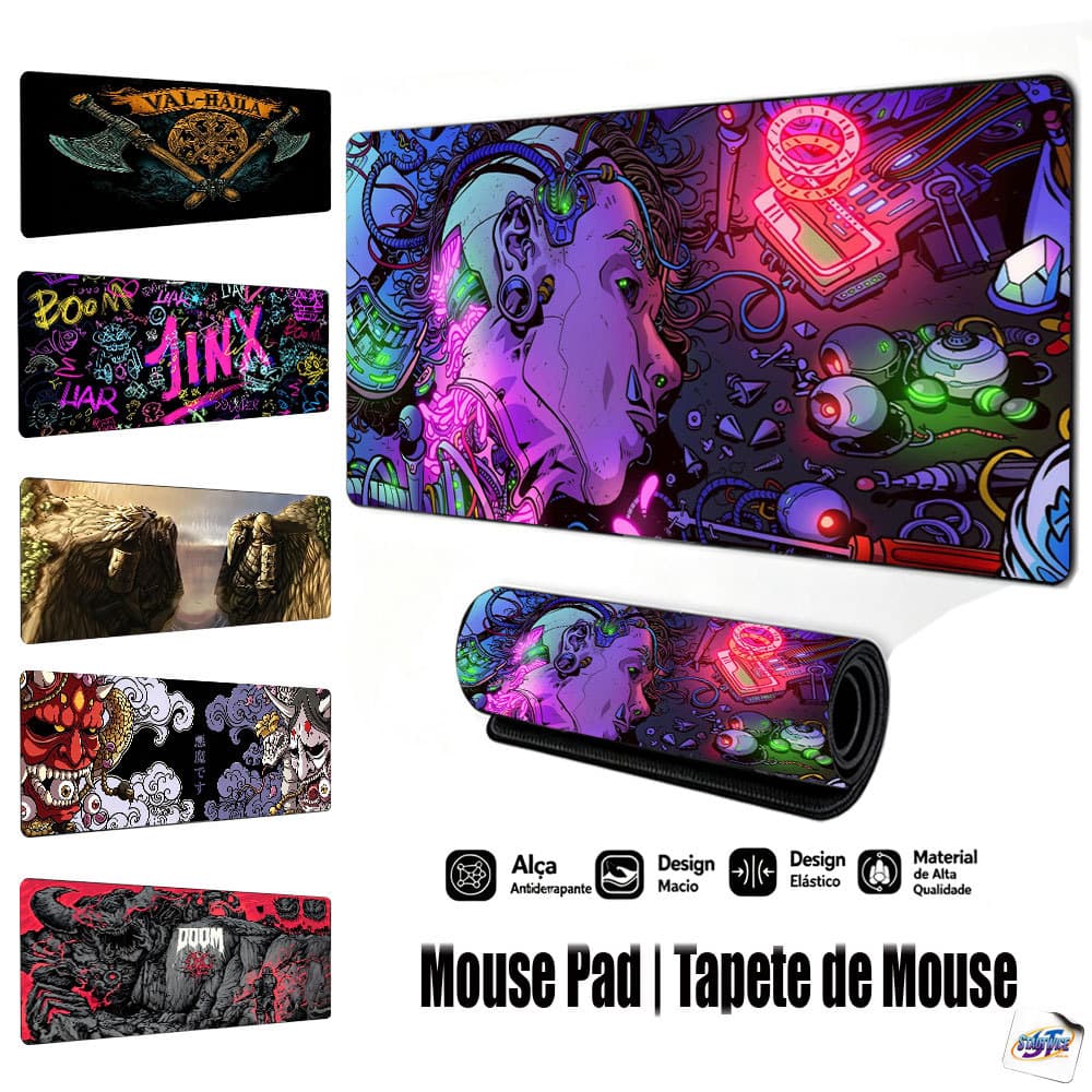 Mouse Pad Gamer Tapete de Mouse 80x30cm Espectro Fantasmagórico Antiderrapante Borda Costurada FPS Escritório