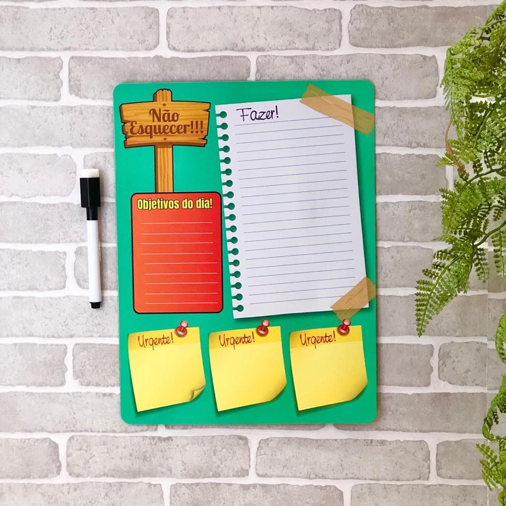 1 Lousa Imã Estampada 28x21cm Planner c/ Caneta - BESTMIX