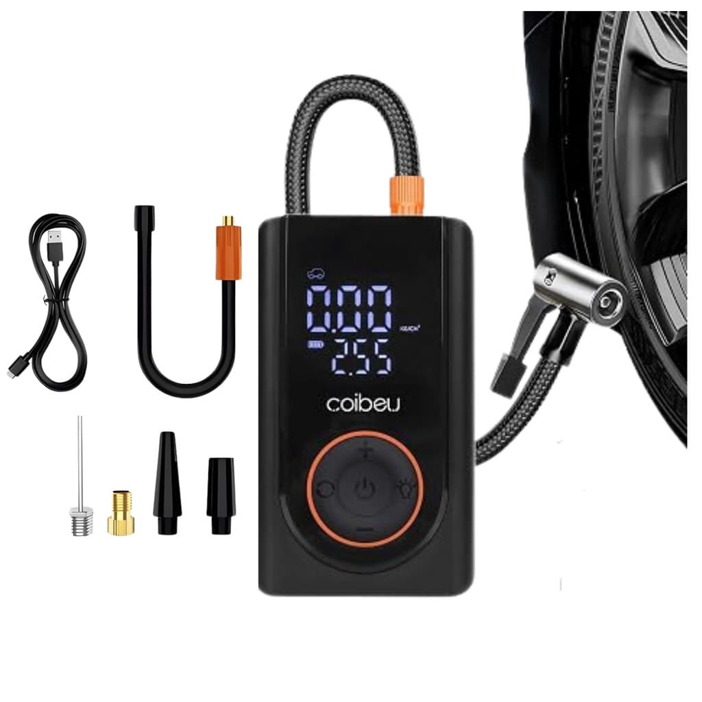 Bomba de Ar Elétrica Recarregável Carro e Moto Painel de Led Função Power Bank e Lanterna Integrada