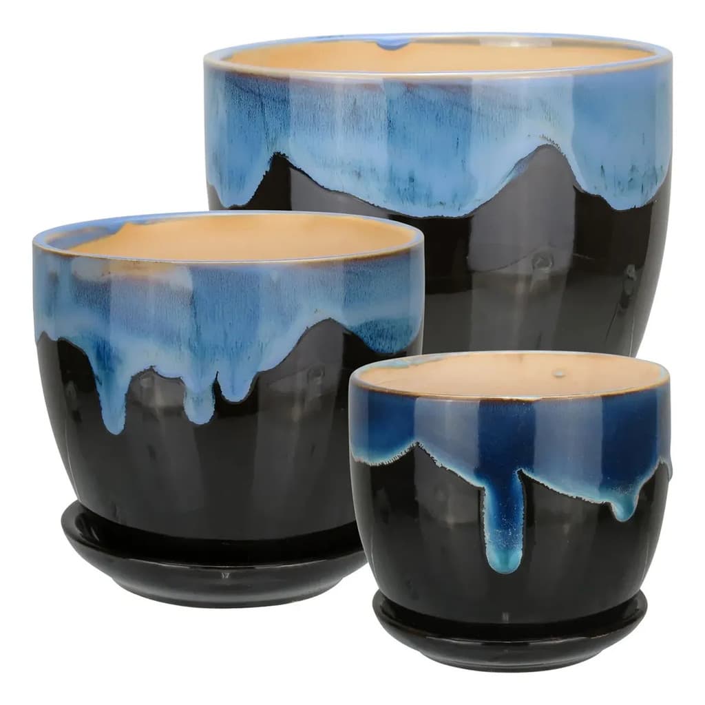 Jogo 3 Vasos Cachepot Porcelana para Planta e Decoração