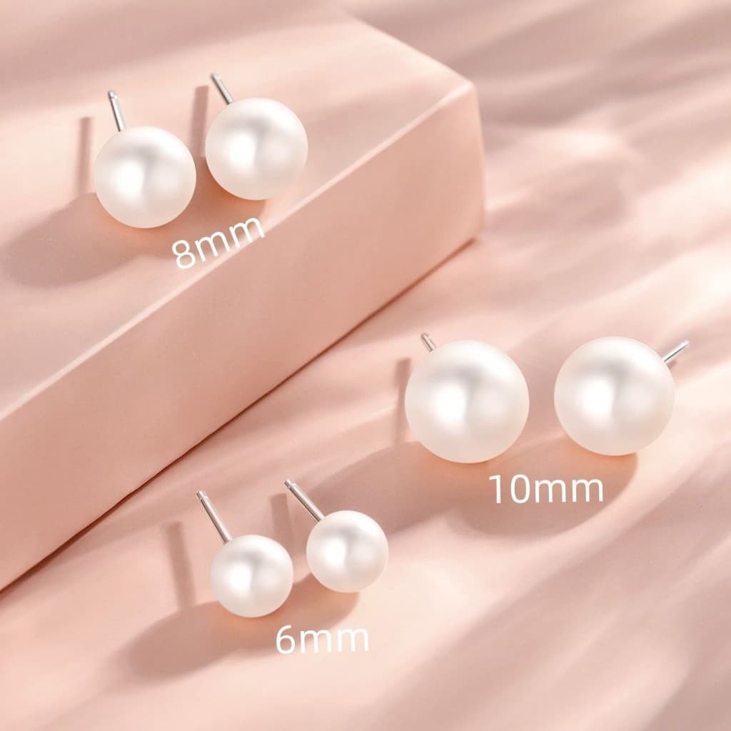 100 a 500 Peças Brincos de Pérola 6mm/8mm/10mm -Prata + Tarracha de Silicone