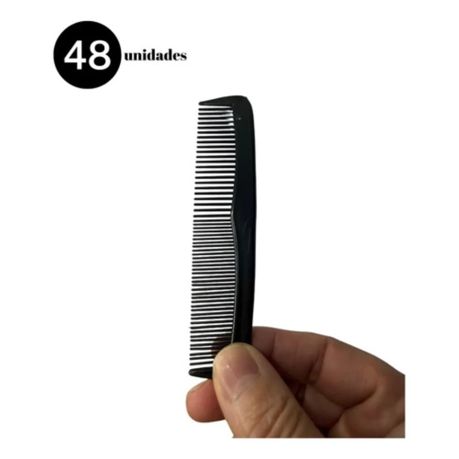Kit 48un Pente Masculino Preto De Bolso Inquebrável
